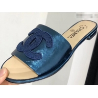 Specials Chanel Stitching CC Logo Mules G41801 Blue ​2019