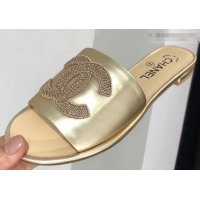 Cheap Faux Chanel Stitching CC Logo Mules G41801 Gold ​2019