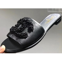 Buy Classic Chanel Pearls CC Logo Mules G34678 Black 2019