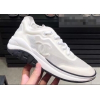 Buy Cheap Chanel Mesh and Fabric Sneakers G34763 White 2019