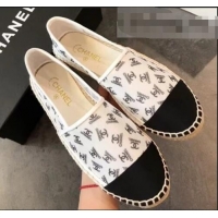 Well Crafted Chanel All Over Logo Espadrilles G42335 White 2019