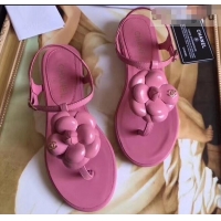 Imitation Cheapest Chanel Camellia Thong Sandals G42601 Pink 2019