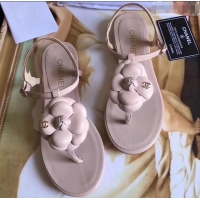 Buy Discount Chanel Camellia Thong Sandals G42601 Nude 2019