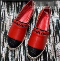 Famous Faux Chanel Lambskin Espadrilles G34431 Red ​2019