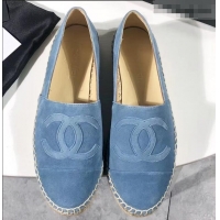 Trendy Design Chanel Suede CC Logo Espadrilles G42601 Light Blue