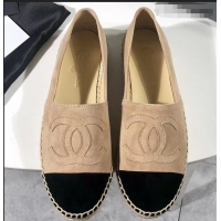 Big Enough Chanel Suede CC Logo Espadrilles G42602 Beige/Black