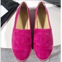 Noble Useful Chanel Suede CC Logo Espadrilles G42602 Fuchsia