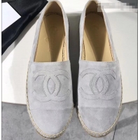 Unique Ladies Chanel Suede CC Logo Espadrilles G42602 Pale Gray