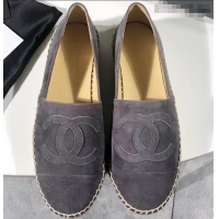 Buy Fashionable Chanel Suede CC Logo Espadrilles G42602 Dark Gray