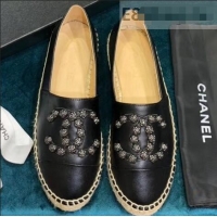 Traditional Specials Chanel Camellia CC Logo Espadrilles G42601 Black