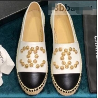 Low Price Chanel Camellia CC Logo Espadrilles G42601 White