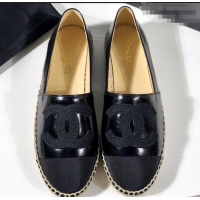 Shop Duplicate Chanel Stitching CC Logo Espadrilles GG42609 Black