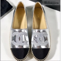 Good Taste Chanel Stitching CC Logo Espadrilles GG42613 Silver