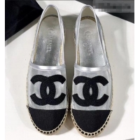 Low Cost Chanel Stitching CC Logo Espadrilles GG42613 Black/Mesh Silver