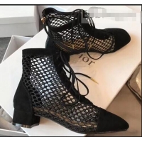 Youthful Dior Naughtily-D Laces Mesh Ankle Boots CD2311 Black 2019