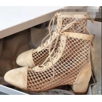 Low Cost Dior Naughtily-D Laces Mesh Ankle Boots CD2311 Nude 2019