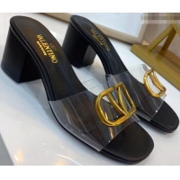 Good Looking Valentino Heel Slip-On Slide Sandals Clear PVC With Go Logo Detail VS2304 2019