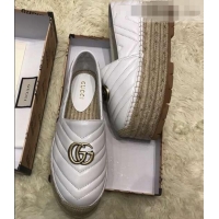 Buy New Gucci Leather Platform Espadrilles G12402 White With Double G 2019