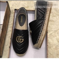 Fashion Luxury Gucci Leather Espadrilles With Double G 551890 Black 2019