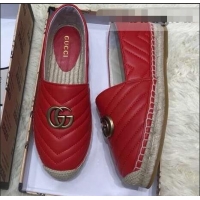 Stylish Gucci Leather Espadrilles With Double G 551890 Red 2019