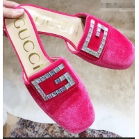 Cheap Discount Gucci Crystal G Slipper G21801 Velvet Pink 2019