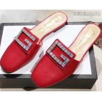 Market Sells Gucci Crystal G Slipper G21809 Red 2019