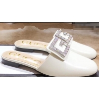 Buy New Cheap Gucci Crystal G Slipper G21809 White 2019