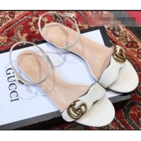 Buy Discount Gucci Leather Double G Flat Sandals 524631 White 2019