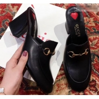 Low Cost Gucci Princetown Horsebit Leather Slipper Mules 921820 Black 2019