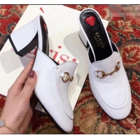 Popular Gucci Princetown Horsebit Leather Slipper Mules 921820 White ​2019