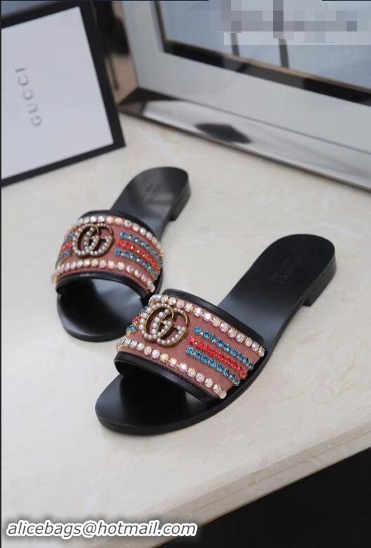 Most Popular Gucci Velvet Slide Sandals With Crystals 525366 Camel 2019