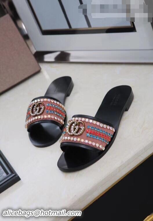 Most Popular Gucci Velvet Slide Sandals With Crystals 525366 Camel 2019