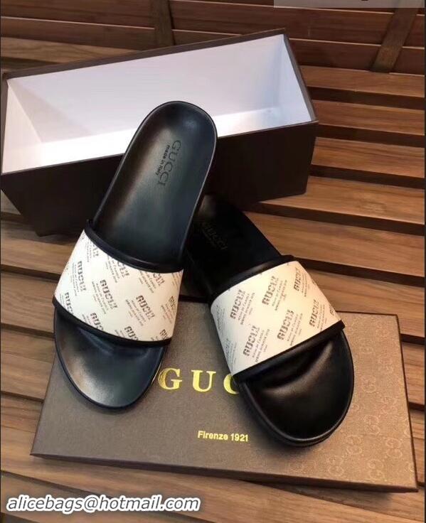 Famous Faux Gucci Men's Slides G89302 White