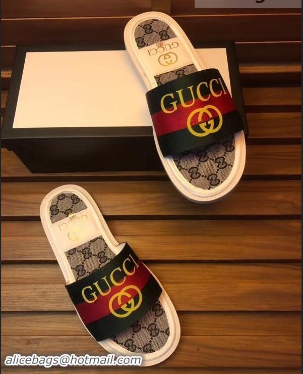 Imitation Charming Gucci GG Web Men's Slides G89303