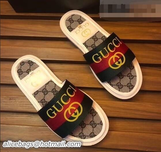 Imitation Charming Gucci GG Web Men's Slides G89303