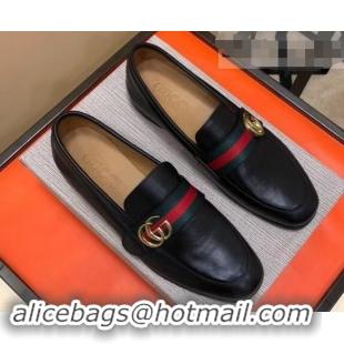 Unique Style Gucci Leather Loafer With GG Web 428609