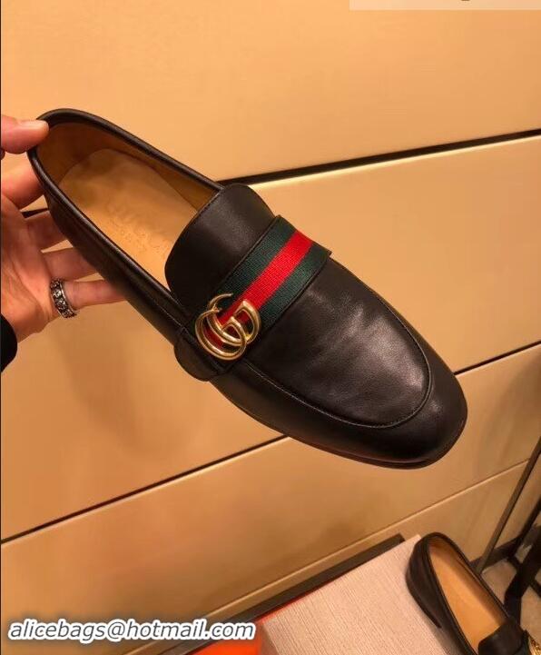 Unique Style Gucci Leather Loafer With GG Web 428609