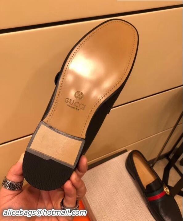 Unique Style Gucci Leather Loafer With GG Web 428609