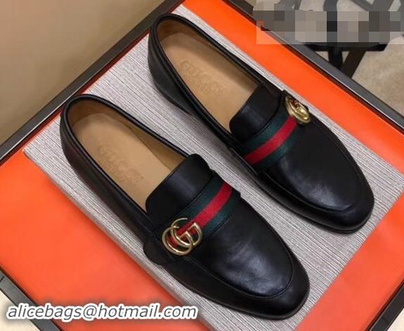 Unique Style Gucci Leather Loafer With GG Web 428609