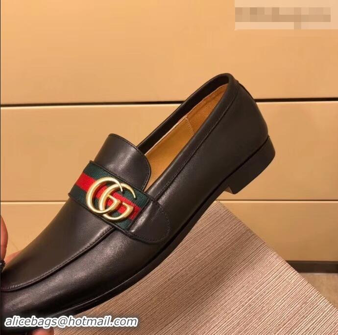 Unique Style Gucci Leather Loafer With GG Web 428609