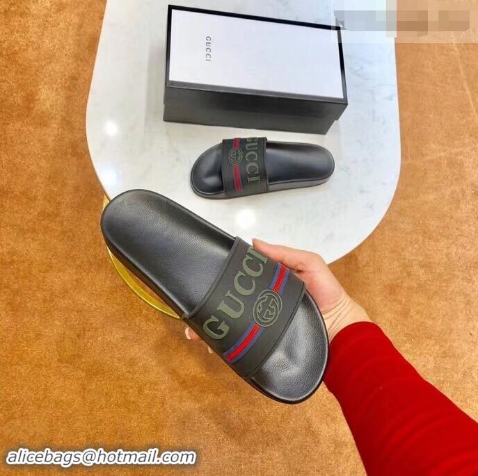 Low Price Gucci Logo and Web GG Slides 932509 Gray 2019