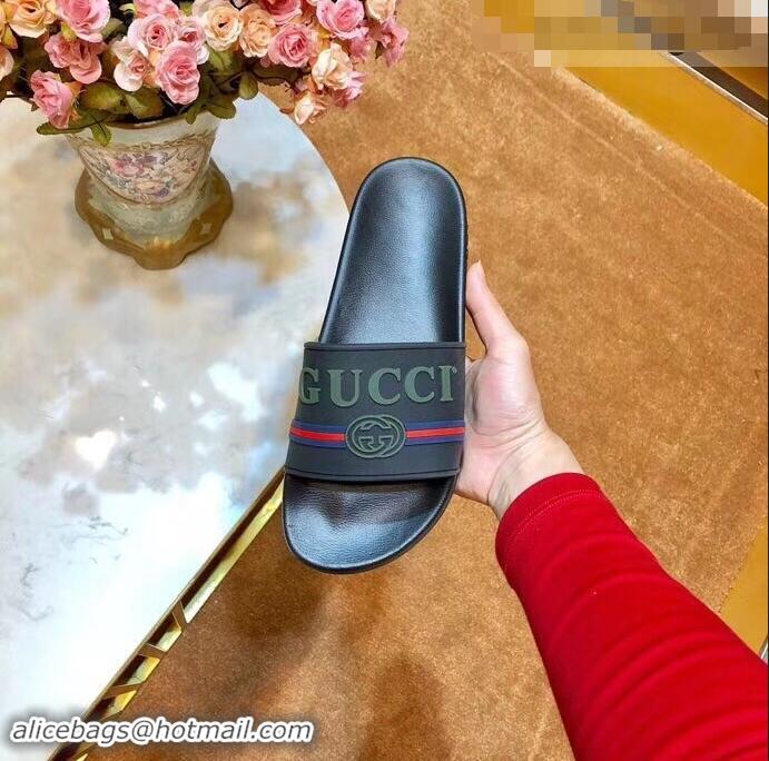 Low Price Gucci Logo and Web GG Slides 932509 Gray 2019