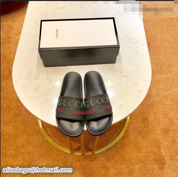 Low Price Gucci Logo and Web GG Slides 932509 Gray 2019