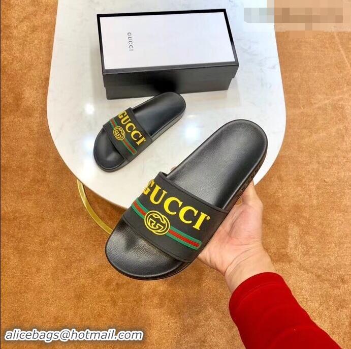 Shop Duplicate Gucci Logo and Web GG Slides 932510 Yellow 2019