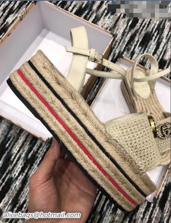 Low Price Gucci Crochet Espadrilles Sandals 932504 Nude With Pearls Double G 2019