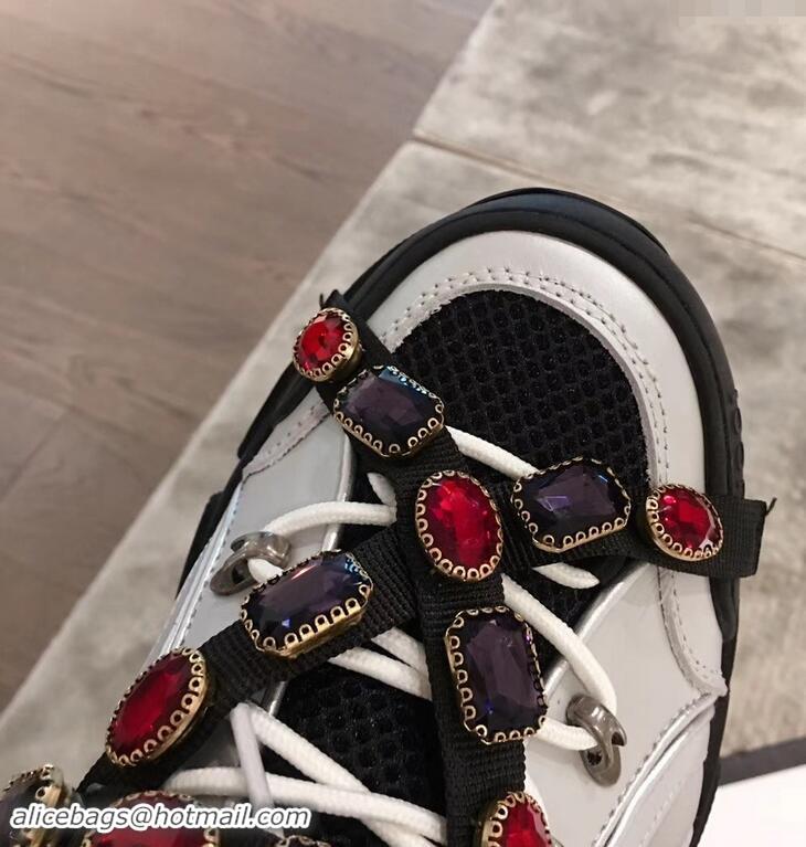 Most Popular Gucci Flashtrek Sneakers 932603 Silver/Blue with Removable Crystals 2019