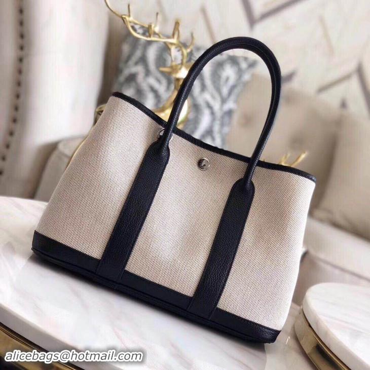 Hot Sell Hermes Garden Party 36CM Bag Canvas Leather H11M Black&White