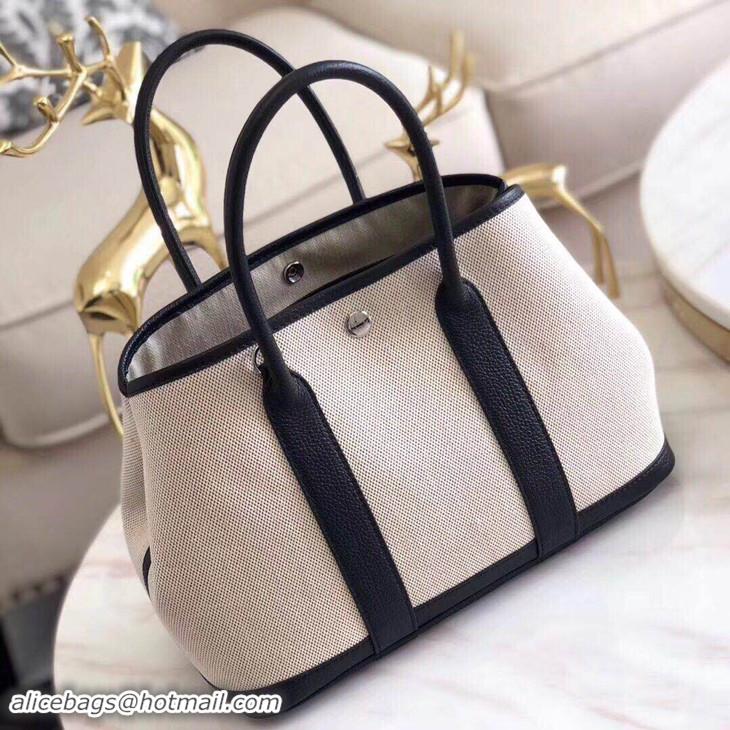 Hot Sell Hermes Garden Party 36CM Bag Canvas Leather H11M Black&White