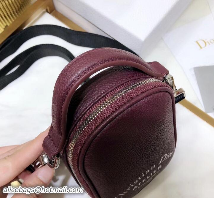 Shop Cheap Dior Christan Dior Atelier Print Mini Shoulder Bag In Grained Calfskin 500411 Burgundy