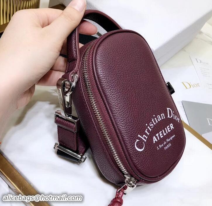 Shop Cheap Dior Christan Dior Atelier Print Mini Shoulder Bag In Grained Calfskin 500411 Burgundy